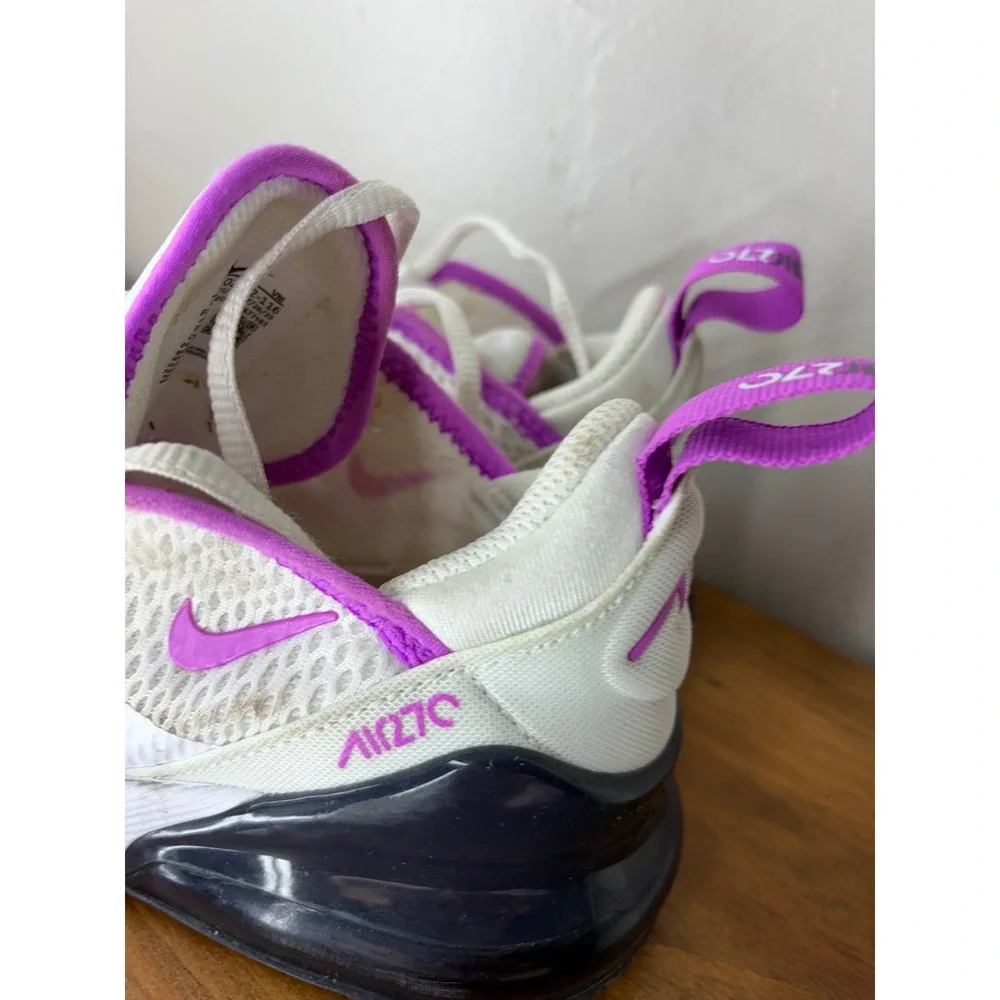 Nike Air Max 270 Kids White Fierce Purple Black AO2372-116 Size 13C